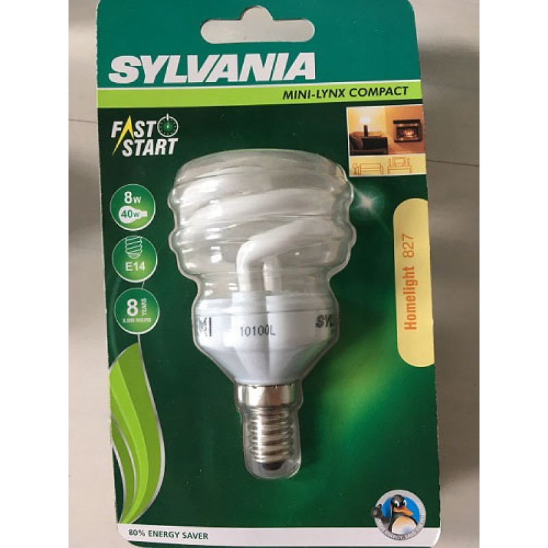 Sylvania Compact Spaarlamp 8W, E14, 405 lumen, Energielabel A