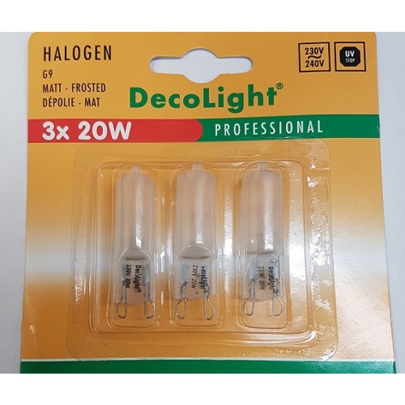 loterij Bonus Productie Halogeen G9 lamp 20 watt mat dimbaar 240V, blister van 3 stuks
